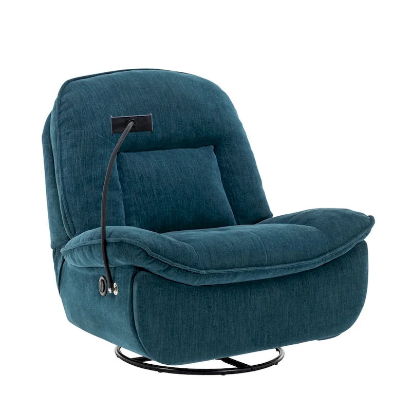360° Swivel Recliner Chair with Phone Bracket – Bronzing Fabric, Rotating Base