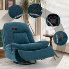 360° Swivel Recliner Chair with Phone Bracket – Bronzing Fabric, Rotating Base