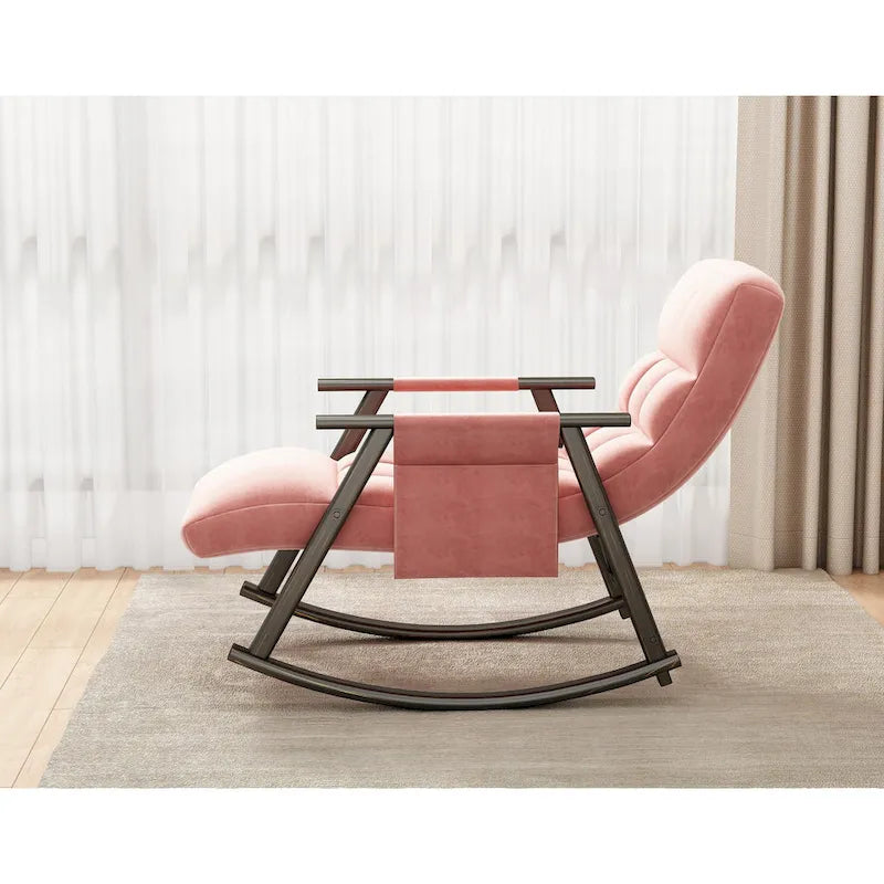 Velvet Rocking Chair With Foot Rest