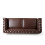 Retro 3-Seat PU Leather Sofa with Wooden Frame & Rivet Detailing