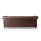 Retro 3-Seat PU Leather Sofa with Wooden Frame & Rivet Detailing
