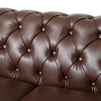 Retro 3-Seat PU Leather Sofa with Wooden Frame & Rivet Detailing
