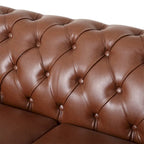 Retro 3-Seat PU Leather Sofa with Wooden Frame & Rivet Detailing