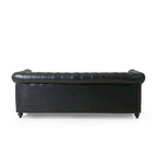 Retro 3-Seat PU Leather Sofa with Wooden Frame & Rivet Detailing