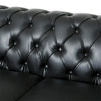 Retro 3-Seat PU Leather Sofa with Wooden Frame & Rivet Detailing