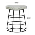 Round Marble Top Side Table with Matte Black Iron Frame