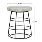 Round Marble Top Side Table with Matte Black Iron Frame