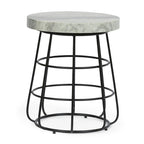 Round Marble Top Side Table with Matte Black Iron Frame