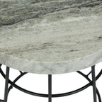 Round Marble Top Side Table with Matte Black Iron Frame