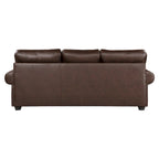 Jade 98 Inch Sofa, Rich Brown Microfiber, 4 Pillows, Soft Cushions, Wood