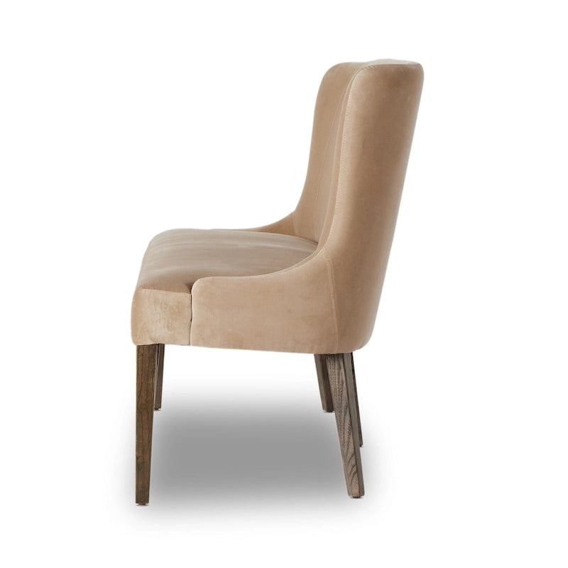 Velvet Upholstered Dining Bench with Solid Parawood Legs, Classic Italian Style, Taupe