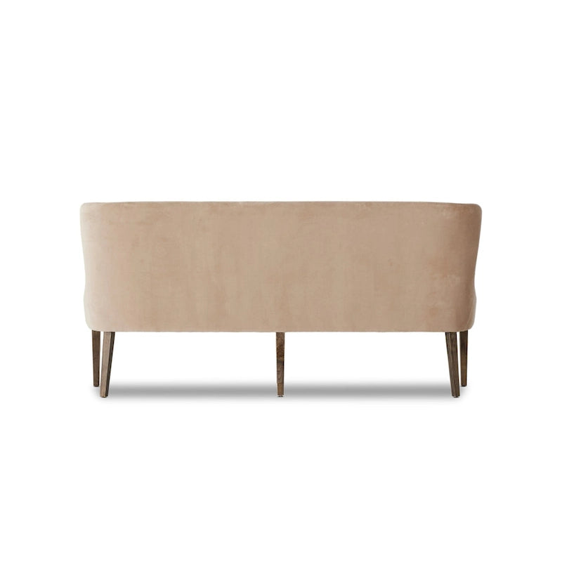 Velvet Upholstered Dining Bench with Solid Parawood Legs, Classic Italian Style, Taupe