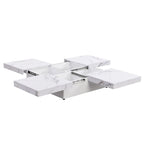 Marble Veneer Coffee Table Sliding Top with Storage