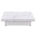Marble Veneer Coffee Table Sliding Top with Storage