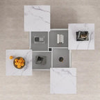 Marble Veneer Coffee Table Sliding Top with Storage