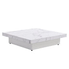 Marble Veneer Coffee Table Sliding Top with Storage