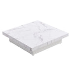 Marble Veneer Coffee Table Sliding Top with Storage