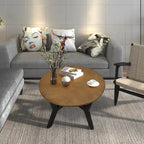 Mid Century Farmhouse 32inch Wood Round Coffee Table for Living Room